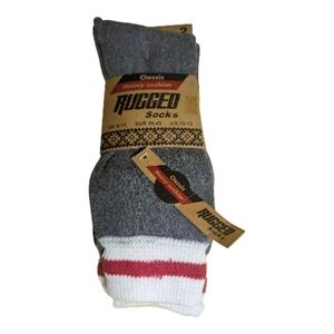 Rugged Socks 2 Pack US Mens 10-13 Gray Classic Heavy Cushion
